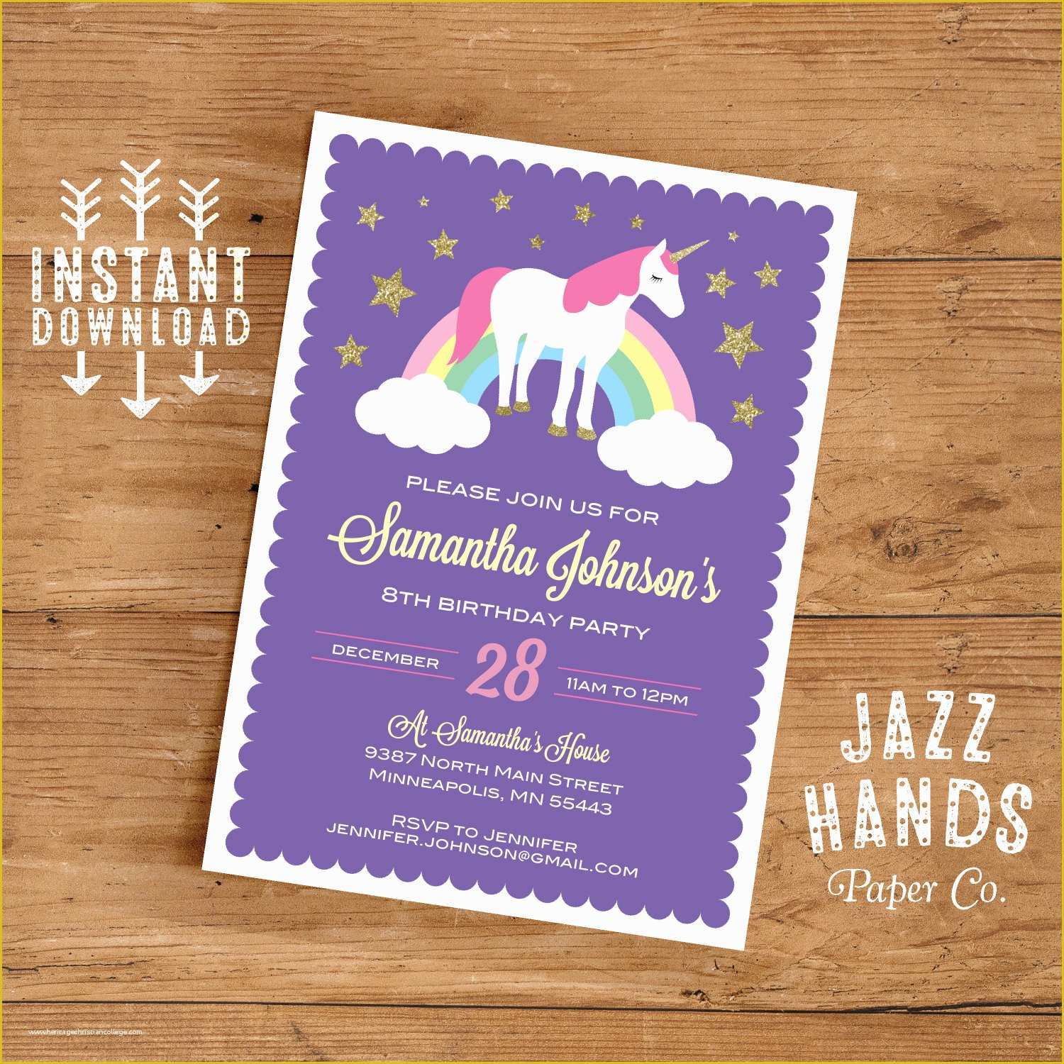 Free Diy Invitation Templates Of Unicorn Birthday Invitation Template Diy Printable Unicorn