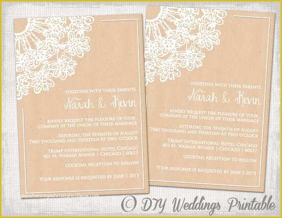 Free Diy Invitation Templates Of Wedding Invitation Template Diy Rustic "lace Doily