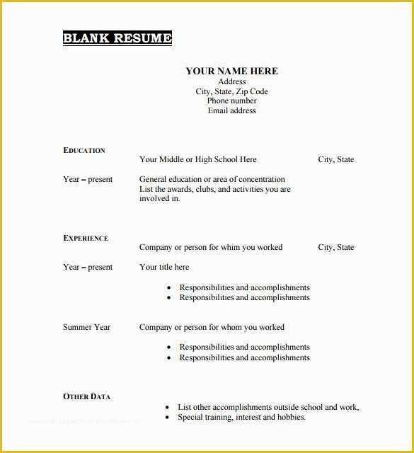 Free Doc Resume Templates Of 46 Blank Resume Templates Doc Pdf