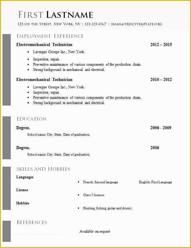 Free Doc Resume Templates Of Free Curriculum Vitae Templates Doc format 618 624