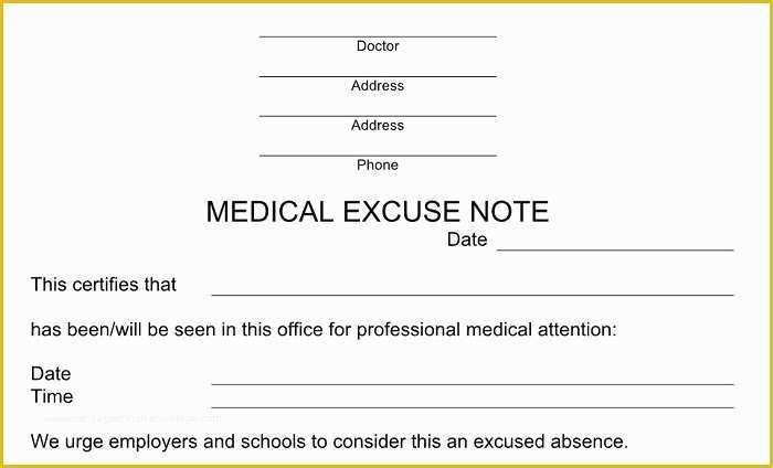 Free Doctors Excuse Template Of 25 Free Doctor Note Excuse Templates Template Lab