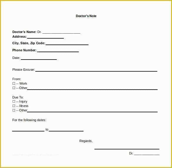 Free Doctors Excuse Template Of 31 Doctors Note Templates Pdf Doc