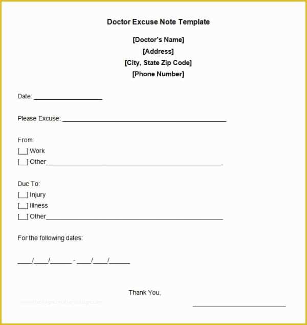 Free Doctors Excuse Template Of 31 Doctors Note Templates Pdf Doc