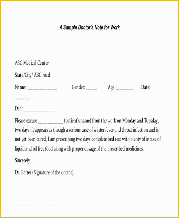 Free Doctors Excuse Template Of 37 Free Doctors Note Templates