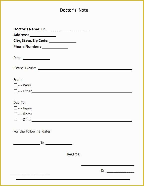 Free Doctors Excuse Template Of 5 Free Fake Doctors Note Templates