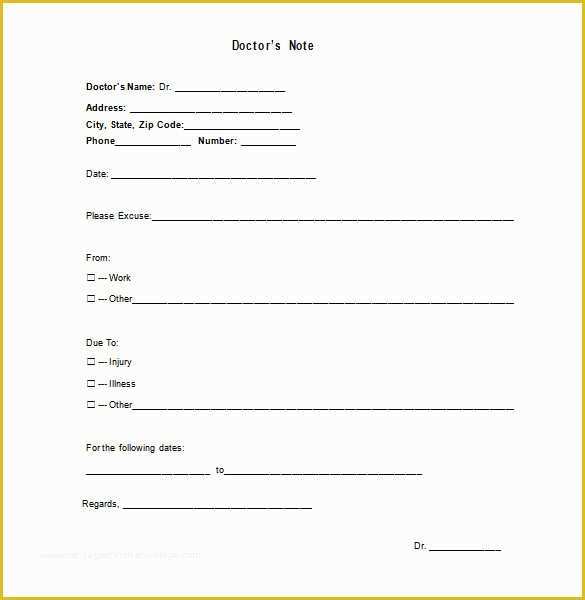 Free Doctors Excuse Template Of Doctor Excuse Template 7 Free Sample Example format