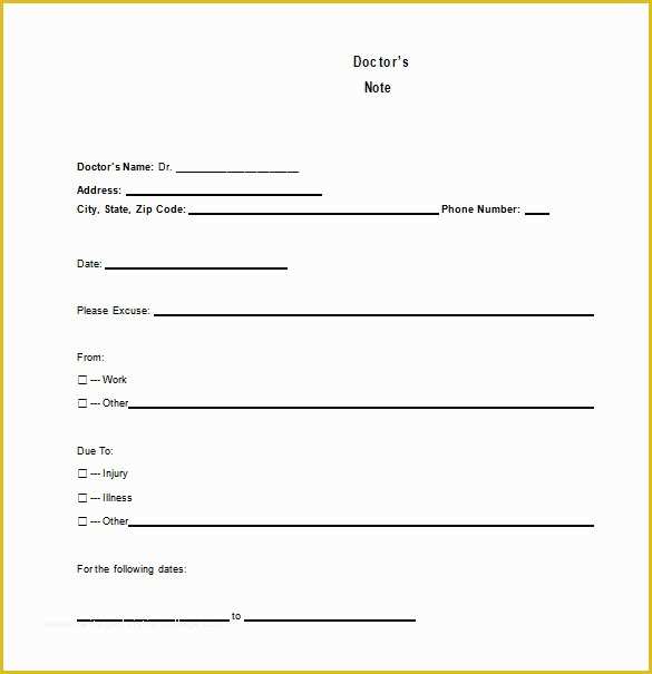 Free Doctors Excuse Template Of Doctors Note Template – 8 Free Word Excel Pdf format