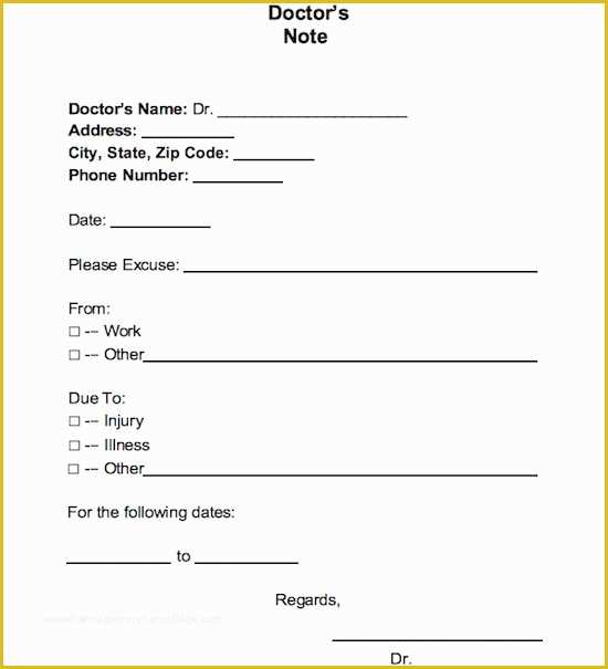 Free Doctors Excuse Template Of Free Doctor S Note Excuse Note Templates Template Section