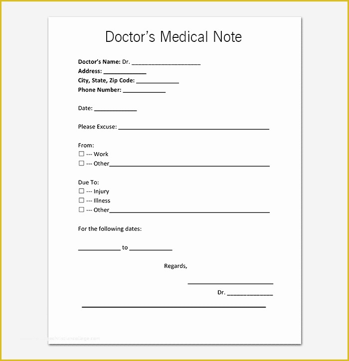 Free Doctors Excuse Template Of Medical Note Template 30 Doctor Note Samples