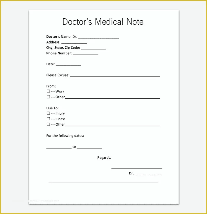 Free Doctors Excuse Template Of Medical Note Template 30 Doctor Note Samples