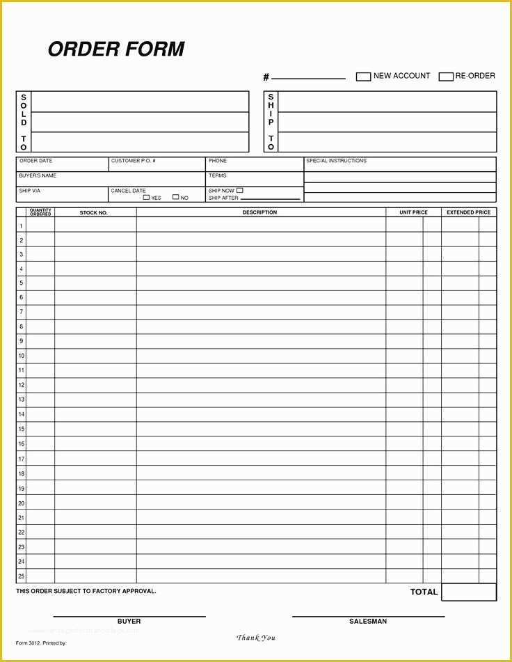 Free Document Templates Download Of Free Blank order form Template Besttemplates123