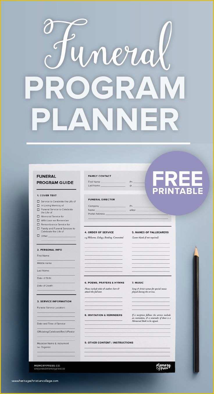 Free Document Templates Download Of Free Printable Funeral Program Planner