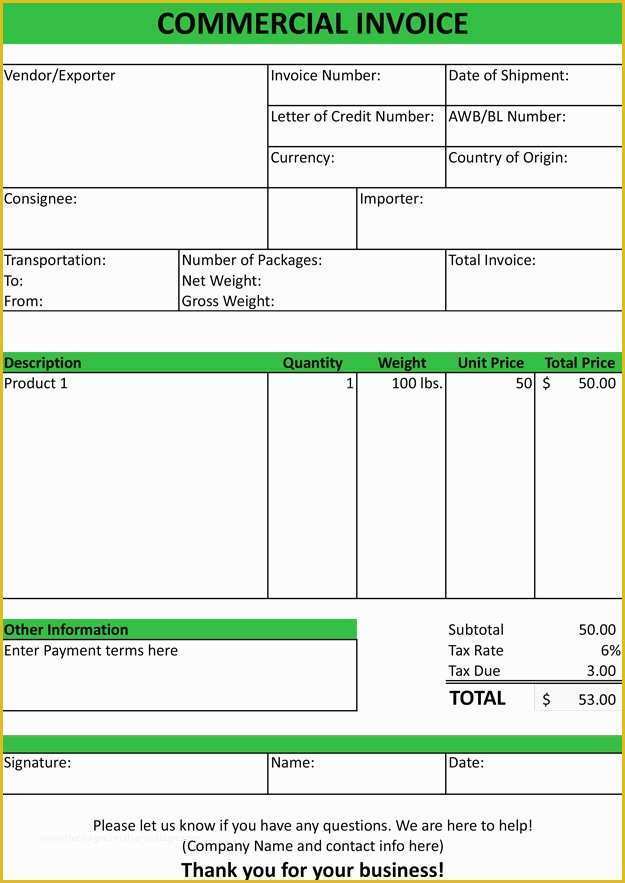 Free Document Templates Download Of Mercial Invoice Template Free