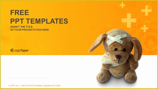 Free Dog Powerpoint Template Of Bandaged Teddy Bear Medical Ppt Templates