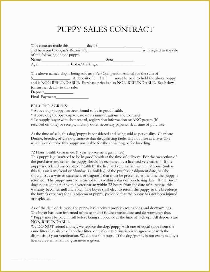 Free Dog Training Contract Template Of 12 Best Breeder Printables Images On Pinterest