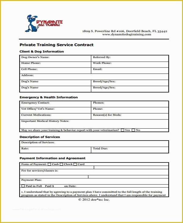 Free Dog Training Contract Template Of 20 Service Contract Templates Word Docs Pages