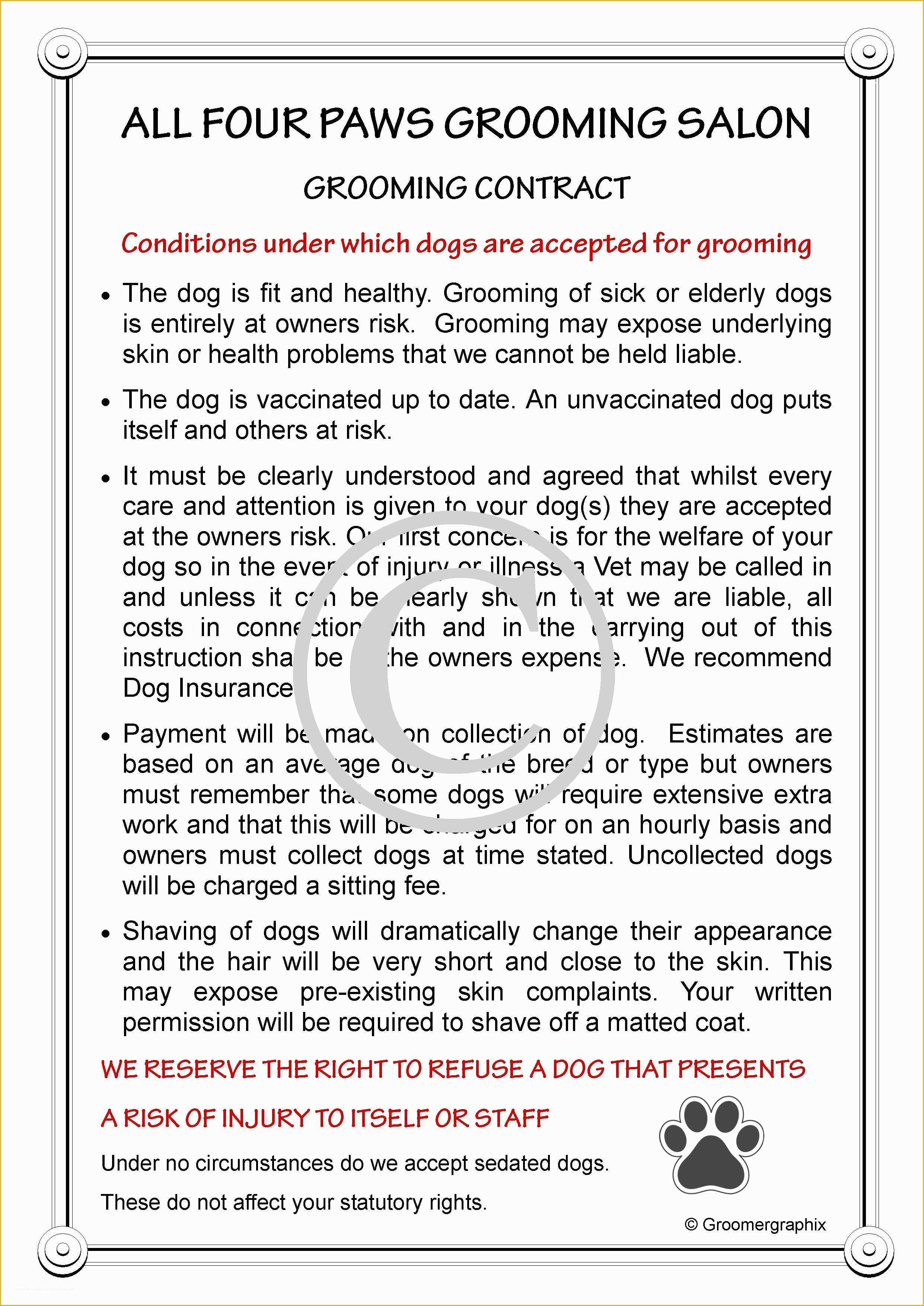 Free Dog Training Contract Template Of Dog Contract Pertamini