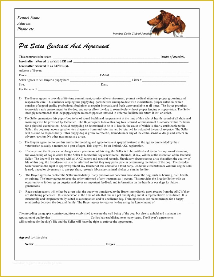 Free Dog Training Contract Template Of Puppy Sales Contract In Word and Pdf formats