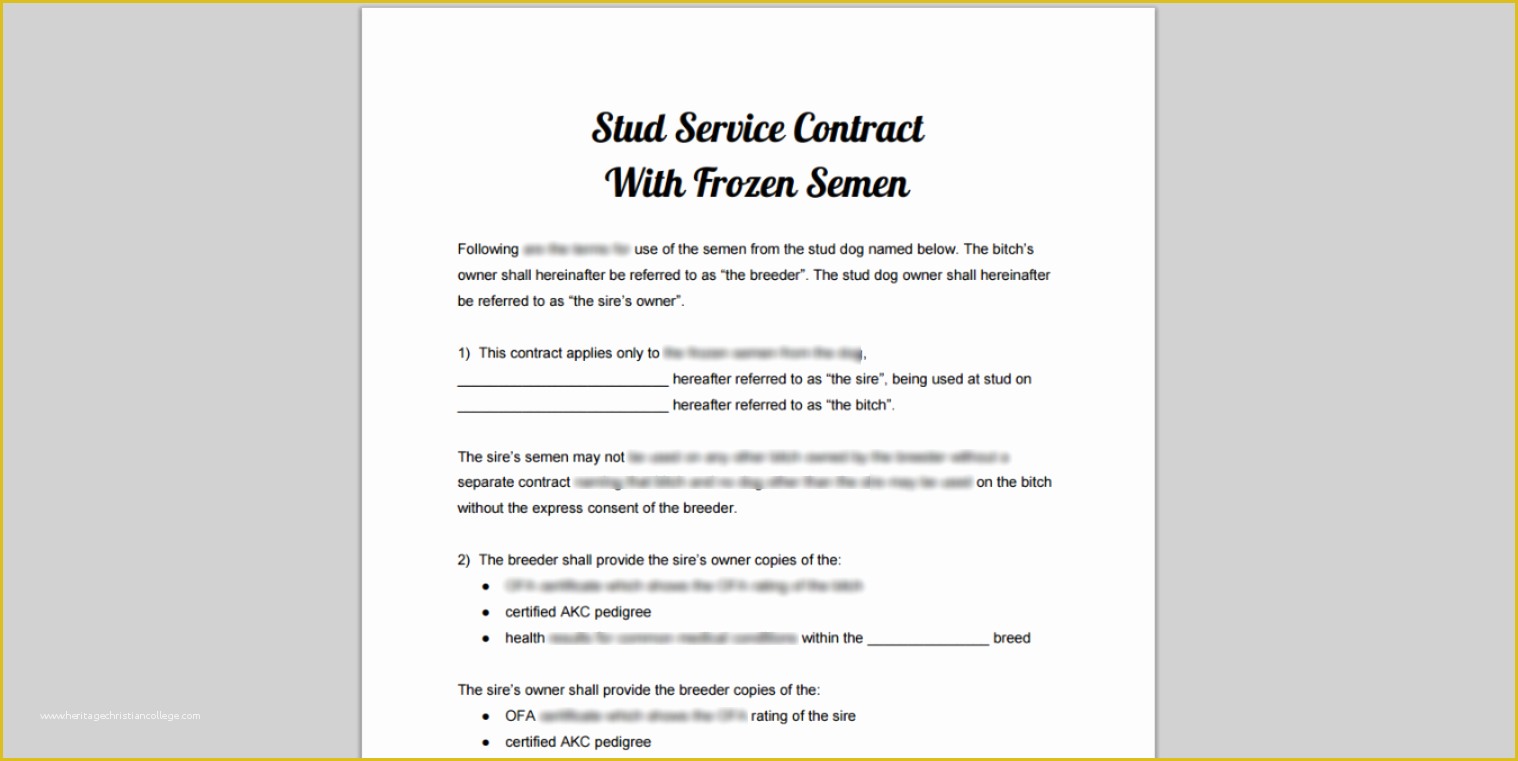 Free Dog Training Contract Template Of Stud Service Dog Breeding & Puppy Sale Contract Library