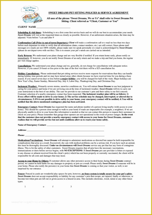 Free Dog Training Contract Template Of top Pet Sitting Contract Templates Free to In Pdf