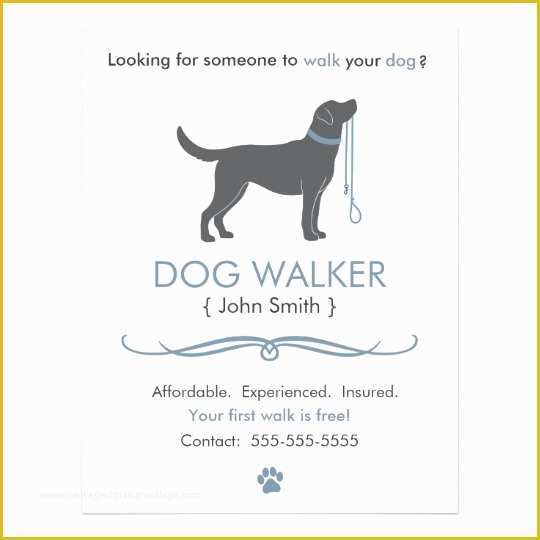Free Dog Walking Business Card Template Of Dog Walker Walking Business Flyer Template