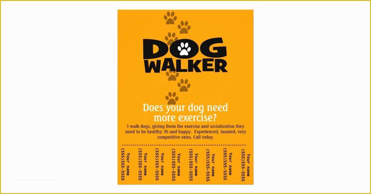 Free Dog Walking Business Card Template Of Dog Walking Business Tear Sheet Flyer Template