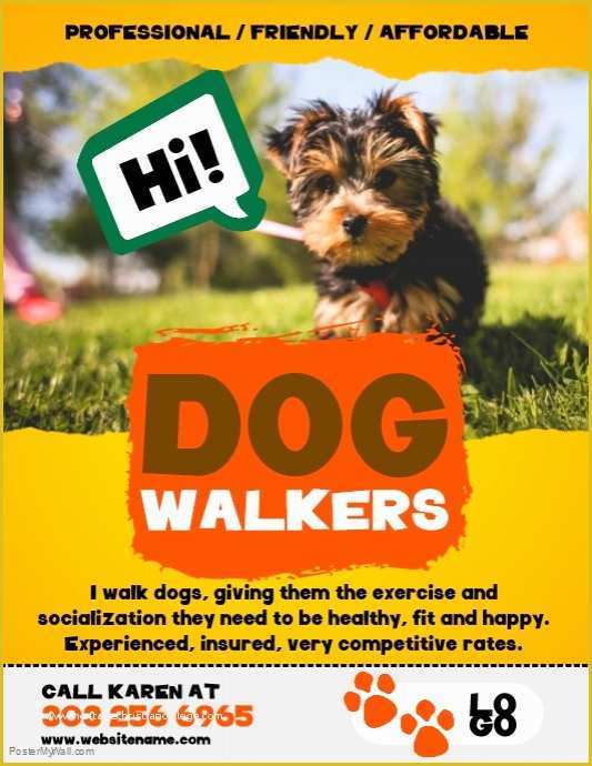 Free Dog Walking Templates Of Copy Of Dog Walkers Flyer