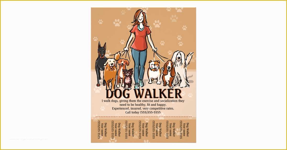 Free Dog Walking Templates Of Dog Walker Dog Walking Advertising Template Flyer