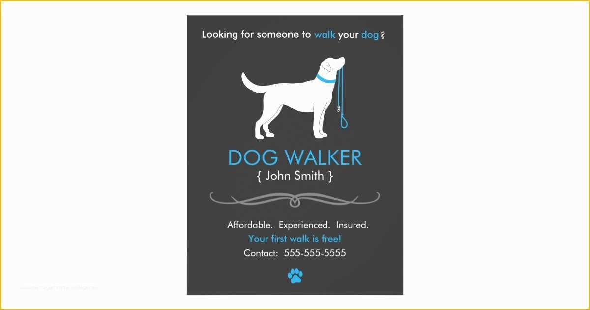 Free Dog Walking Templates Of Dog Walker Walking Business Flyer Template