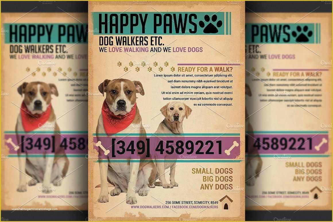 Free Dog Walking Templates Of Dog Walkers Flyer Template Flyer Templates Creative Market