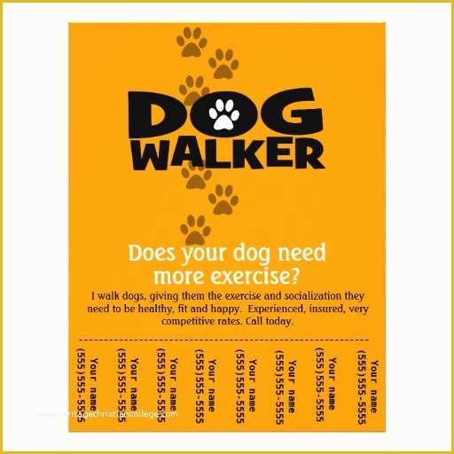 Free Dog Walking Templates Of Dog Walking Business Tear Sheet Flyer Template