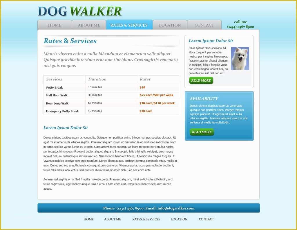Free Dog Website Templates Of Dog Walking Website Template