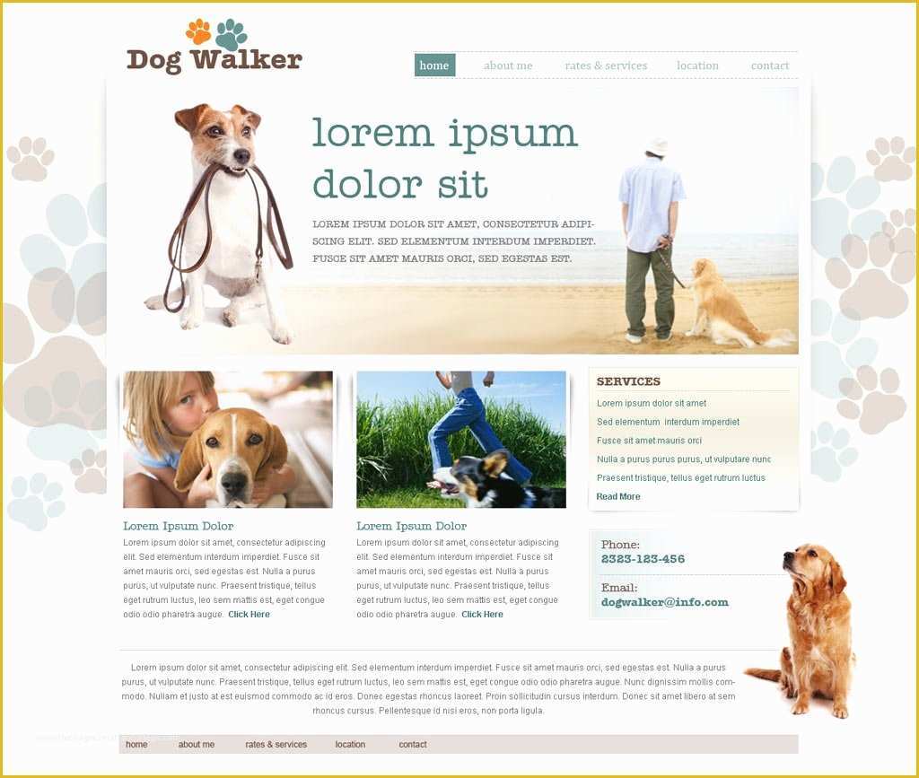 Free Dog Website Templates Of Dog Walking Website Template