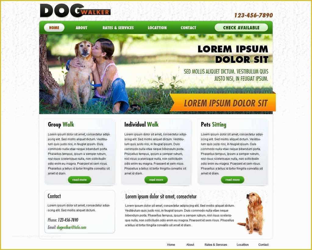 Free Dog Website Templates Of Dog Walking Website Template