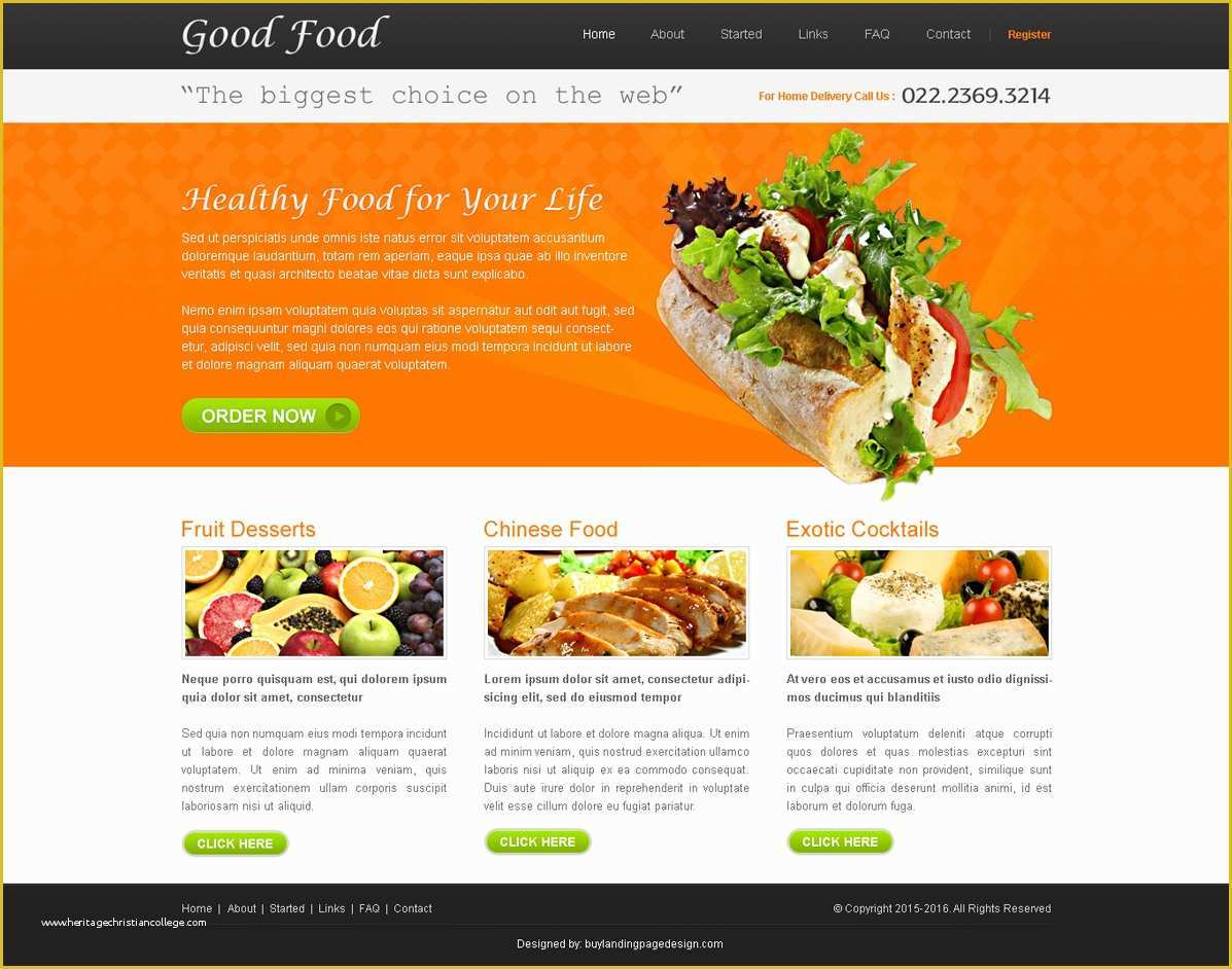 Free Domain for Sale Landing Page Template Of Good Food Website Design Psd Sale 008