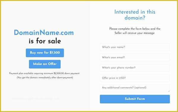 Free Domain for Sale Landing Page Template Of Marketplace