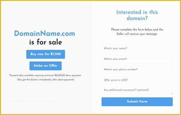 Free Domain for Sale Landing Page Template Of Marketplace
