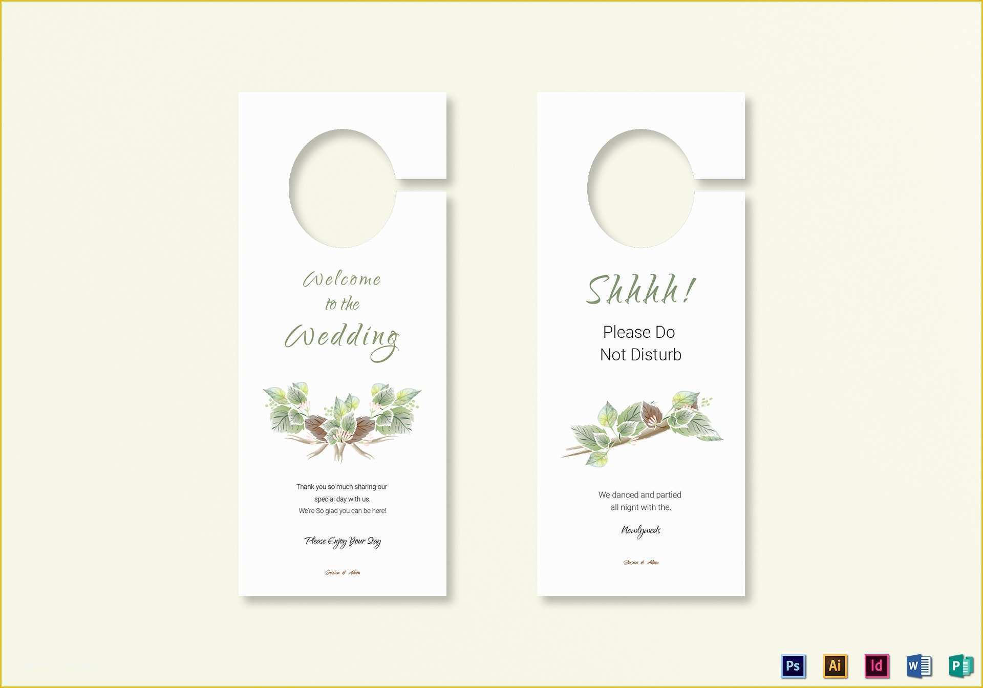 Free Door Hanger Template Illustrator Of Fall Wedding Door Hanger Template In Psd Word Publisher