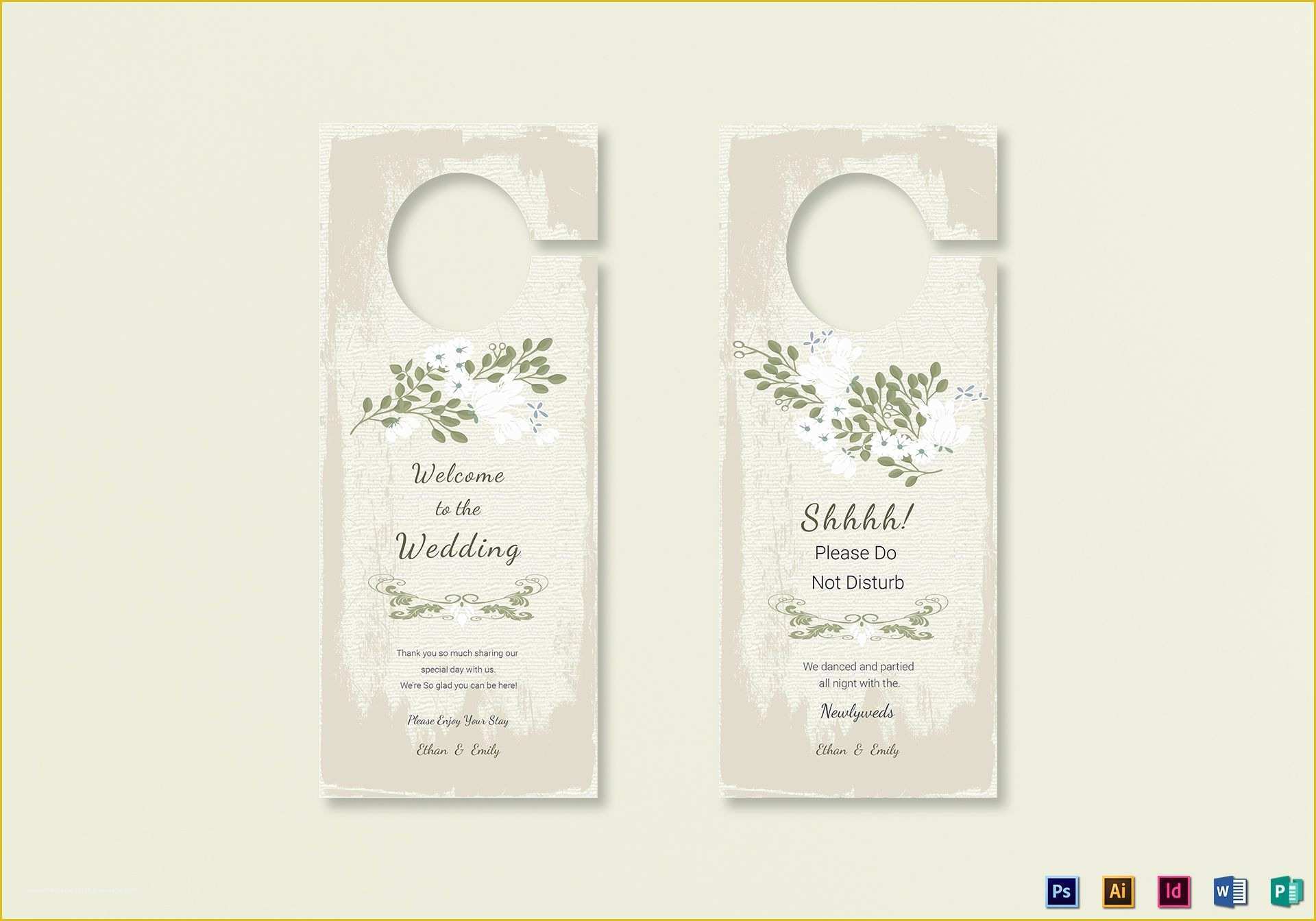 Free Door Hanger Template Illustrator Of Vintage Wedding Door Hanger Template In Psd Word