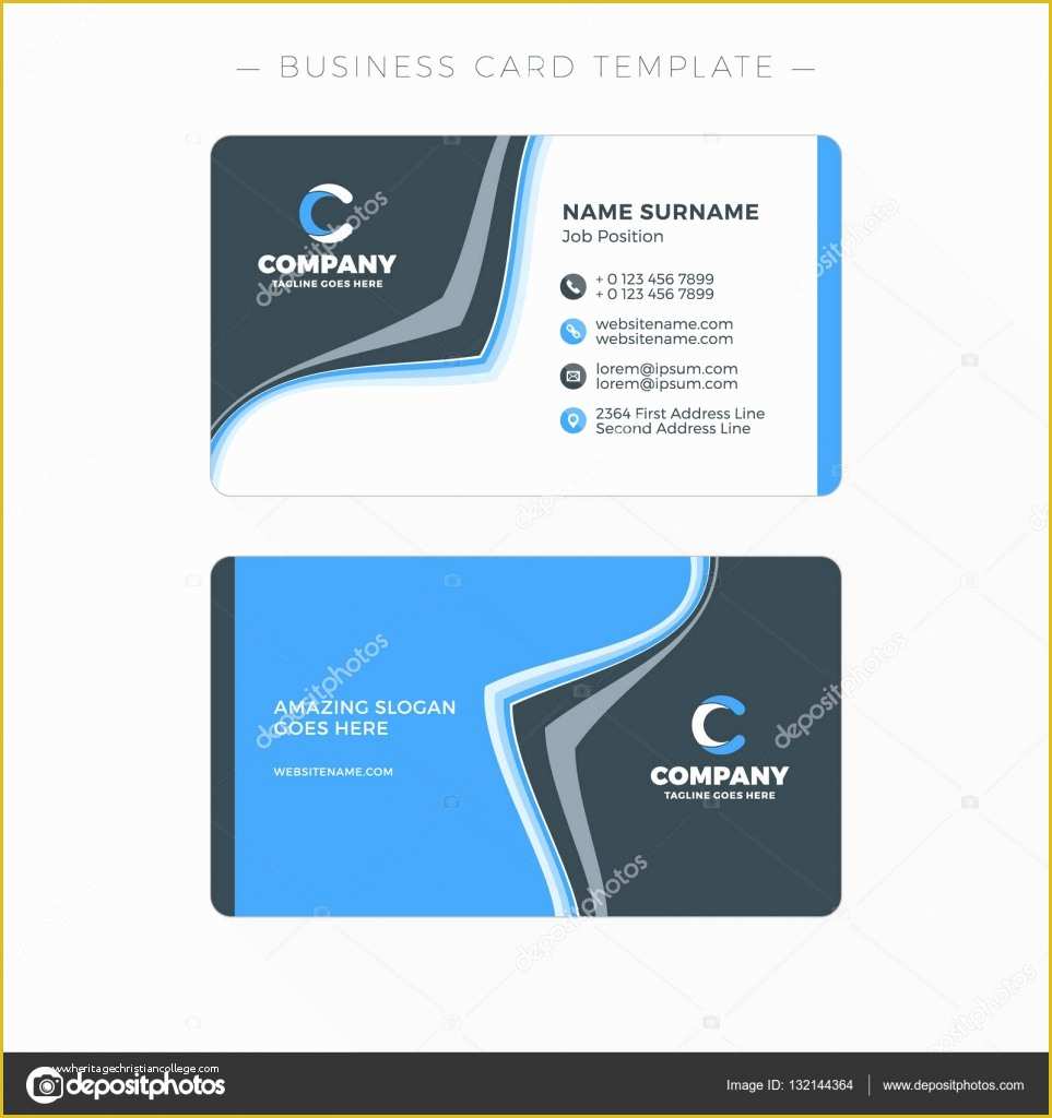 Free Double Sided Business Card Template Of Double Sided Business Card Template with Abstract Blue and
