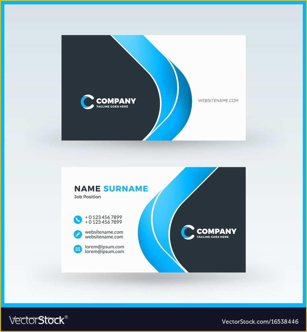 Free Double Sided Business Card Template Of Double Sided Horizontal Business Card Template Vector Image