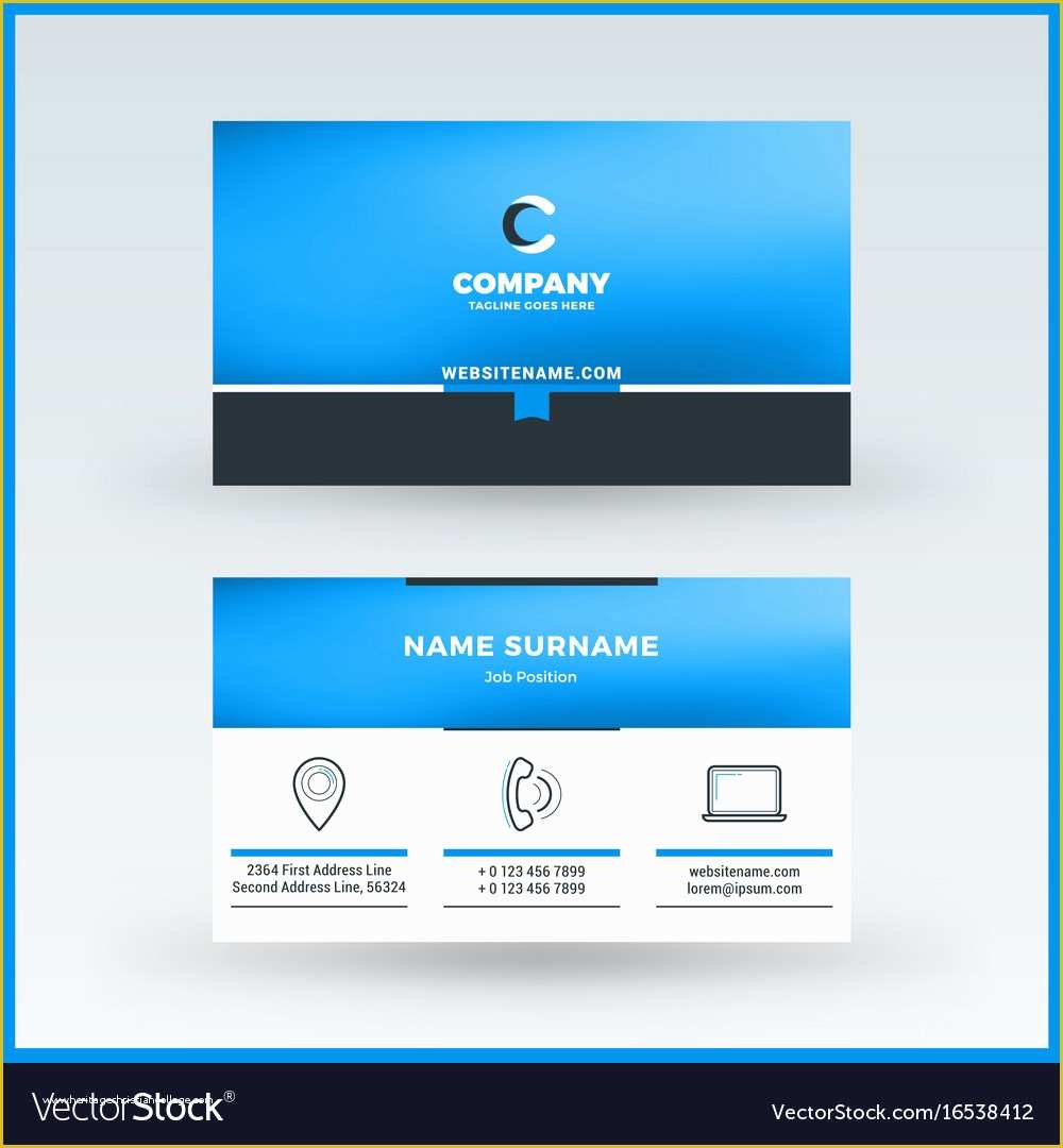 Free Double Sided Business Card Template Of Double Sided Horizontal Business Card Template Vector Image