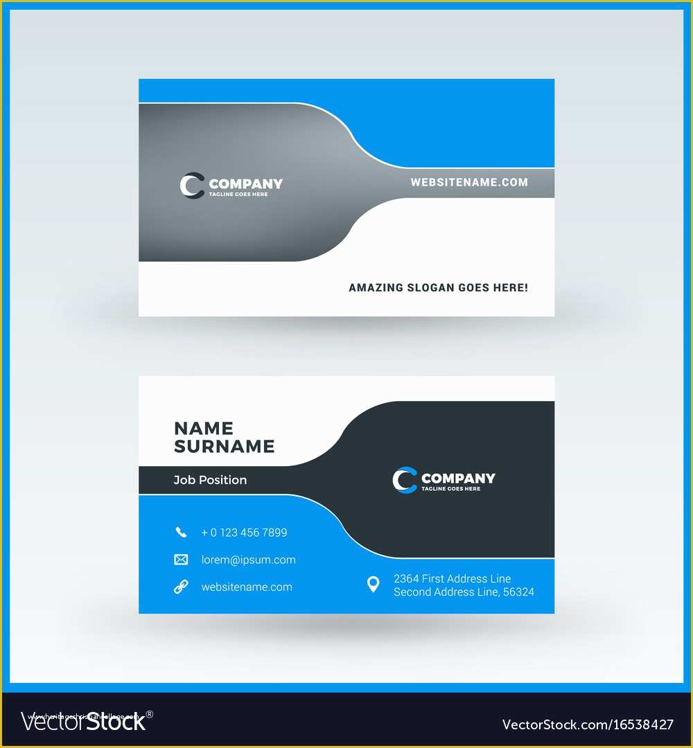 Free Double Sided Business Card Template Of Double Sided Horizontal Business Card Template Vector Image