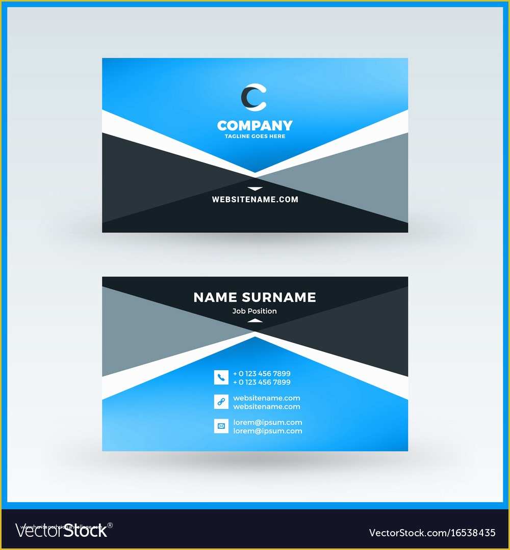 Free Double Sided Business Card Template Of Double Sided Horizontal Business Card Template Vector Image