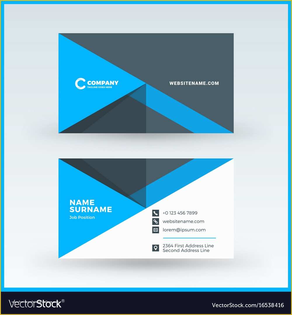 Free Double Sided Business Card Template Of Double Sided Horizontal Business Card Template Vector Image