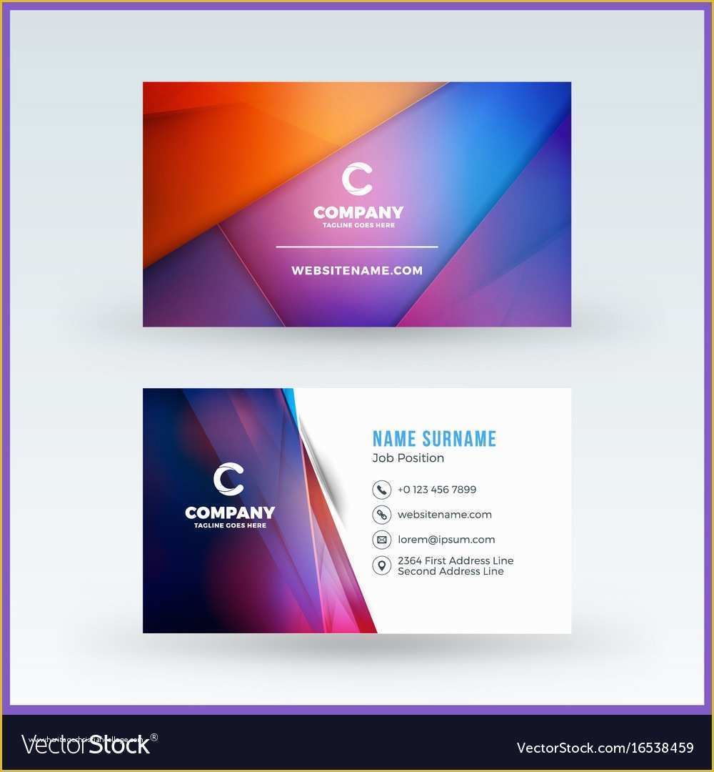 Free Double Sided Business Card Template Of Double Sided Horizontal Business Card Template Vector Image