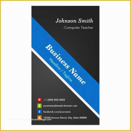 Free Double Sided Business Card Template Of Puter Teacher Premium Double Sided Business Card