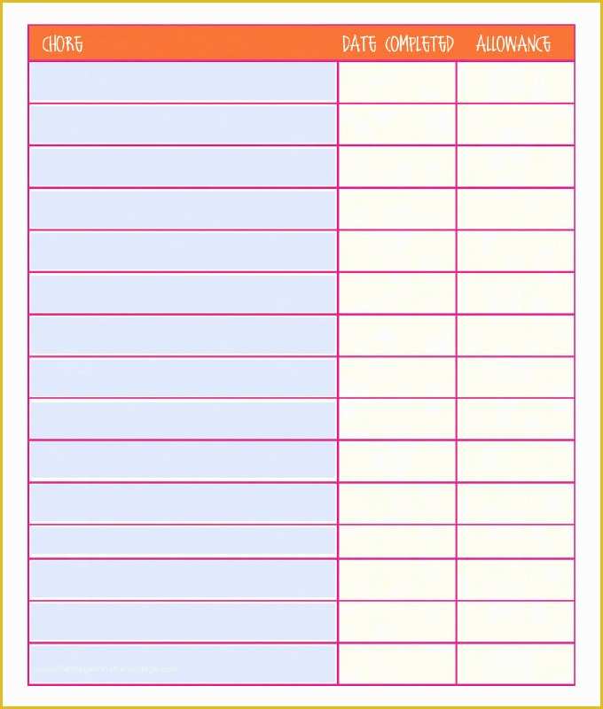 Free Download Chart Templates Of Chore Chart Template 6 Free Pdf Word Documents Download