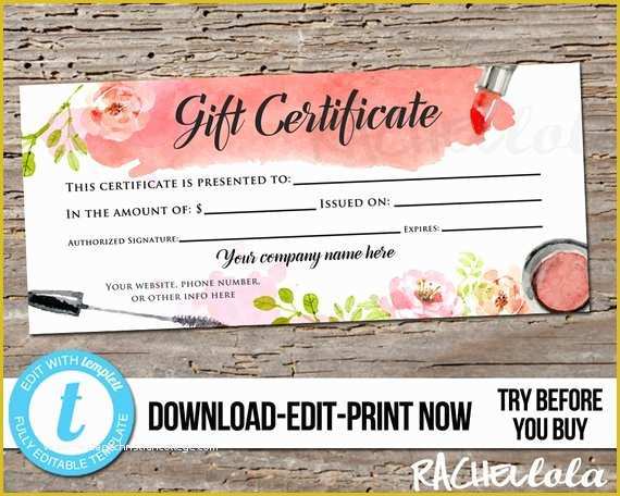 Free Download Gift Certificate Template for Mac Of Editable Custom Makeup Gift Certificate Printable Template