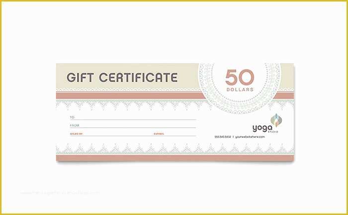 Free Download Gift Certificate Template for Mac Of Pilates &amp; Yoga Gift Certificate Template Design